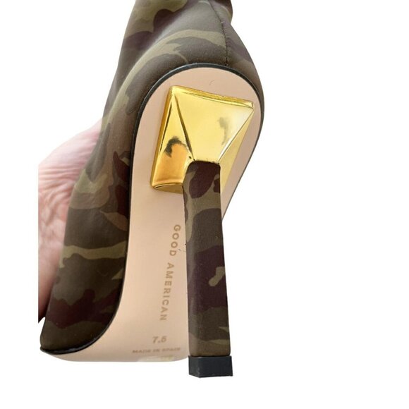 Good American Women Sz 7.5 Camouflage Sherpa Calf Thigh High Boots Sold Out NIB - Picture 7 of 11